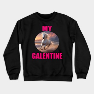 My galentine, white horse galloping on the beach Crewneck Sweatshirt